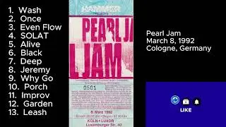 Pearl Jam March 8, 1992 Cologne Germany Full Show LIVE Concert Set Alternative Ten Tour 91 PJ Grunge