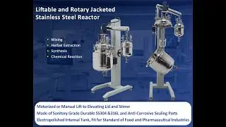 50L Manual Liftable and Rotatable Stainless Steel Jacketed Reactor #reactors