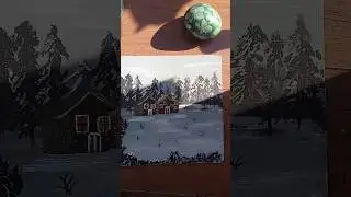 snowfall scenery painting | ❄️ #painting #tutorial #art #viral #pantingidea #trending #shorts #song