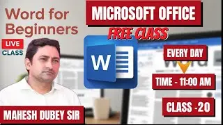 20 class Microsoft Word Beginner ! M.S. Word Live Class By Mahesh Sir ! Computer Training mahesh sir