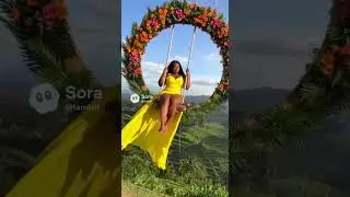 T's Tidbits AI Creations Bali swing flying dress photoshoot 💛#aicreator #bali #vacation ,