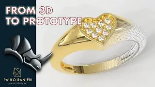 Diamond Heart Signet Ring - From 3D to Prototype (3D Printing Jewelry)