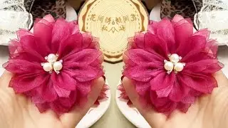 Самый красивый и простой мастер-класс по изготовлению большой заколки для волос в виде цветка для...