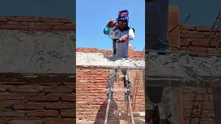 Dismantling the concrete sloof using a hammer machine #building #construction #hammermachine