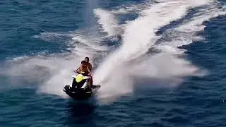 Water sports drone footage jet ski Analipsi Crete