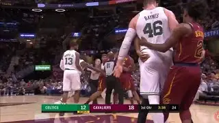 MARCUS SMART ejected after jr smith,aron baynes scuffle. CELTICS VS CAVS.