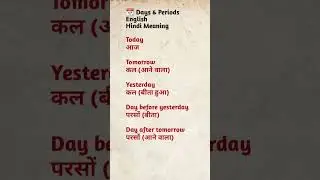Days and periods in English with hindi meanings #spokenenglish