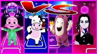 Cocomelon VS Crazy Cow VS Oddbods VS Wednesday Tiles Hop Game