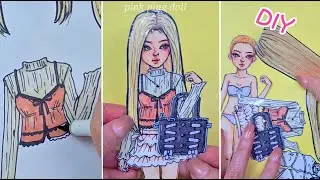Prob&eacute; un nuevo estilo de mu&ntilde;eca de papel #paperdiy #tutorial #dibujo #preppy