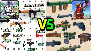 Dude Theft Wars All Weapons VS Pixel Combat Zombie Strike All Weapons Full Unlocked Comparison