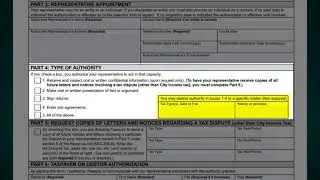 Authorized Representative Declaration (Power of Attorney) Form 151