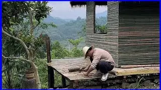 Build a beautiful little bamboo house on the mountain, clean up the garden full of weeds