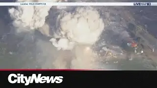Fireworks warehouse explosion creates colourful display in California