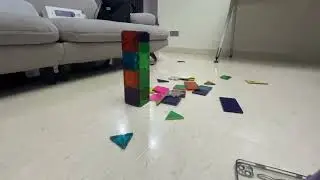 Random Things Thrown At 2 Buildings Made From Magna-Tiles In Slow Motion.