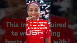 Her injury required her to wear walking boots and use clutches. . #AjaWilson #WNBA #LasVegasAces