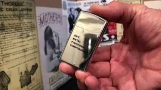 Vintage 1971 Zippo Slim Lighter OXY METAL FINISHING CORPORATION Udylite Sel-Rex Parker Two-Sided