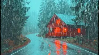 Cozy Cabin Rain on a Forest Road  Misty Night Ambience for Deep Sleep 3 Hours