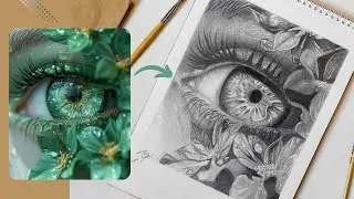 Drawing a Realistic Eye Surrounded by Floral Elements