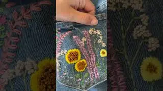 Embroidered flowers on jeans #embroidery #embroiderydesign #embroidered #crafts #craft #jeans