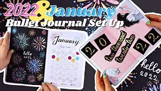 2022 JOURNAL WITH ME - January & 2022 Reading Bullet Journal - Emergency Contact & fireworks themes