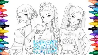 New KPop Demon Hunters Coloring Pages : How to Color KPop Characters : Rumi Mira and Zoey #drawing