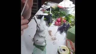 Spring Easter Bunny Floral Arrangement using Dollar Tree supplies.