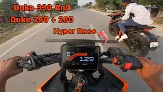 KTM DUKE 390 AND DUKE 250 + 250 DRAG HYPER RACE