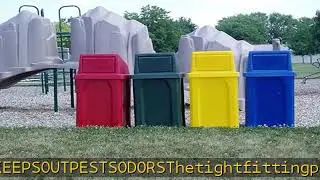 32 Gallon Square 100% Recycled Plastic Heavy Duty Outdoor Trash Can with Push Lid - Black