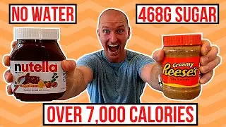 1 MAN VS JAR OF PB & NUTELLA | Peanut Butter & Nutella Challenge | 200 Subscriber Special Video