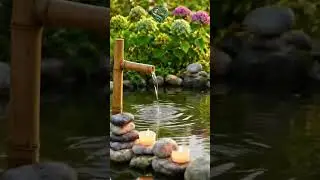 Short Calm Garden ASMR Minimal Bamboo Water Feature 🌱  #relax