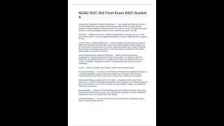 NCSU SOC 202 Final Exam 2023 Graded A