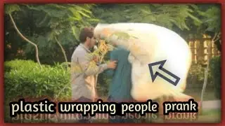 plastic  wrapping people prank😂