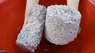 Dusty crunchy Sand Cement concrete bars bucket 🪣 crumble dry on floor and water 💦💦💦 paste play Asmr 