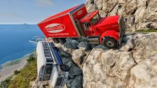 BeamNG Drive | School Bus vs Car 😨 खतरनाक Cliff Road Challenge Ep6