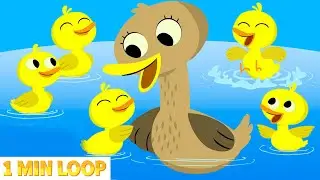 5 Little Ducks (1 MIN LOOP) | Color Learning Ducks Songs | Counting & Colors | Nursery Rhymes