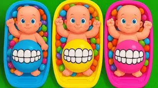 4 Minutes Satisfying Video | Mixing Funny Candy ASMR & Make Up in 3 Bathtubs with Magic M&M's Slime