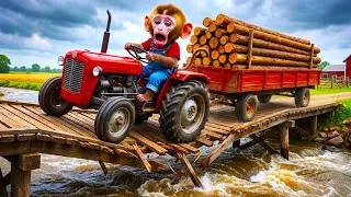 Обрушение моста! Фермеры и обезьяны рубят дрова, чтобы построить новый мост | Сельскохозяйственны...