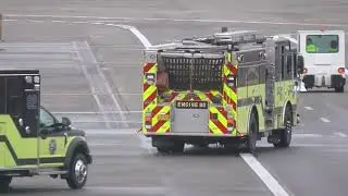 Firetruck And Ambulance Attend Alaska Airlines Medical Event In Portland Airport (PDX) In Oregon