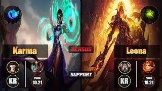 Irove KARMA (Support) [Summon Aery] VS LEONA - Challenger KR Patch 10.21