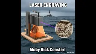 Laser Engraving Wooden Coaster: Ahab vs. Moby Dick The Cybernetic Showdown