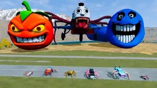 ALL MONSTERS Big & Small Cars with UNICORNANUS EATER & CAR EATER & BUS EATER - BeamNG Drive