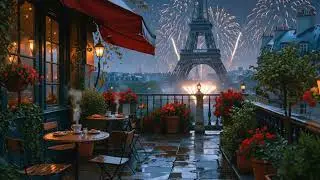 Easygoing Jazz Piano & Rain Sounds at French Bistro ☕ Laid-back Rainy Evening Vibes for Chilling