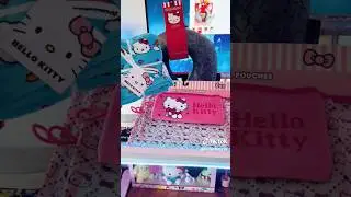 🥰 2024 Sanrio Hello Kitty Neck Travel Pillow Black Gray Memory Foam & 3 Travel Pouches Pink Mesh
