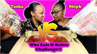 WHO EATS IT BETTER SEAFOOD BOIL IN A BAG MUKBANG CHALLENGE!