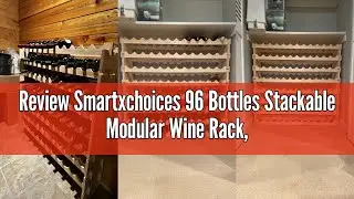 Review Smartxchoices 96 Bottles Stackable Modular Wine Rack, 8-Tier Wooden Wine Storage Rack Freesta