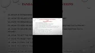 Pandas Interview Questions  Freshers( Part 2)#datascience#python #pandas#interviewquestions#shorts