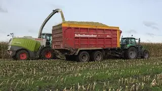Mais hakselen door LU Schoemaker met Claas Jaguar 970 + John Deere 7280R en Deutz Fahr 6175 (2020)