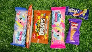 Satisfying ASMR Unpacking Mini Twisted Marshmallow & Choco Drops Milk Chocolates Beans with Wispy