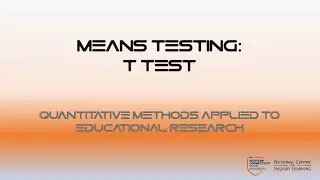 Means testing using a t test