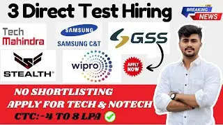 Wipro + Tech Mahindra Hiring 😱 Direct Test | Freshers Apply#jobupdates